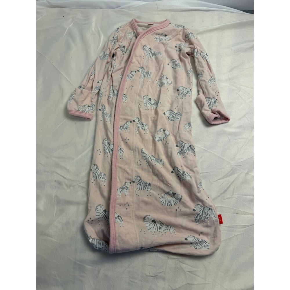 Magnetic Me Pink Zebra Modal Magnetic Gown NB-3 Months Baby Sleeper sleep sack